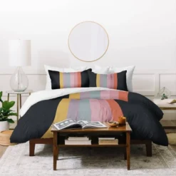 Deny Designs Emanuela Carratoni Retro Rainbow Comforter Bedding Set Black -Cozy Bedding Home GUEST dba233cc 546f 440b a3b4 8d9f04bff67f
