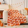 Snuggle Sac Ultra-Soft Microfiber Fall Checkered Pumpkin Maple Leaf Throw Blanket, Seasonal Decorative Accent -Cozy Bedding Home GUEST dbe95e38 e66f 45a0 95f9 23a7ce1a0f26
