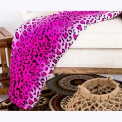 Home Mart Goods Twin Size Super Soft Micro Plush Flannel Bed Pink Leopard Skin Print Blanket