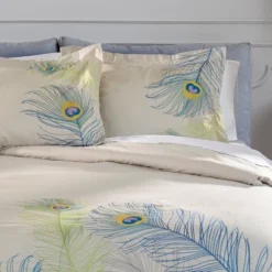 Modern Feather Embroidered Cotton Duvet Cover And Pillow Sham Set - Blue Nile Mills -Cozy Bedding Home GUEST ddc7fb72 9e30 4fe3 b7bc f0538af4dc4f