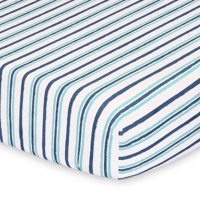 The Peanutshell Fitted Crib Sheet Set For Baby Boys Or Baby Girls, Nautical & Stripe, 2-Pack, Green/Blue 4 The Peanutshell Fitted Crib Sheet Set For Baby Boys Or Baby Girls, Nautical & Stripe, 2-Pack, Green/Blue - Image 2