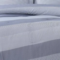 Multi Stripe Duvet Cover Set Gray - Truly Soft