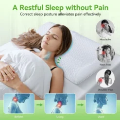 Zibroges Cervical Pillow, Memory Foam Pillow - Multi-layer Support Design, Improve Sleep Quality, Relieve Cervical Spine Pressure