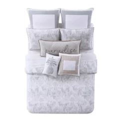 3pc King Tropical Plantation Toile Comforter Set Gray/White - Oceanfront Resort -Cozy Bedding Home GUEST e5eba77c c83d 4d2b 9f42 4bca9fee2cc6