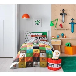 Saturday Park Minecraft Iconic 100% Organic Cotton Bed Set -Cozy Bedding Home GUEST e6addfc4 15c4 43c8 8647 bb280ab17698