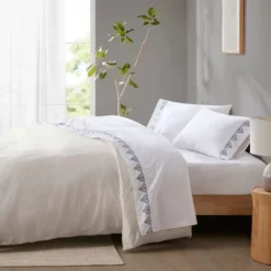 Madison Park 4pc Embroidered Microfiber Sheet Set -Cozy Bedding Home GUEST eb748688 6b85 4f86 99e0 fc5d890d1635