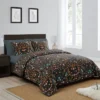 Sweet Jojo Designs King Duvet Cover And Shams Set Boho Floral Wildflower Black And Orange 3pc -Cozy Bedding Home GUEST f15856e3 ba43 4924 bc2e a2437c16f78a