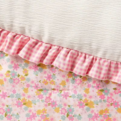 Toddler Crinkle Bow Gingham Floral Kids' Comforter - Pillowfort™ 4 Toddler Crinkle Bow Gingham Floral Kids' Comforter - Pillowfort™ - Image 2