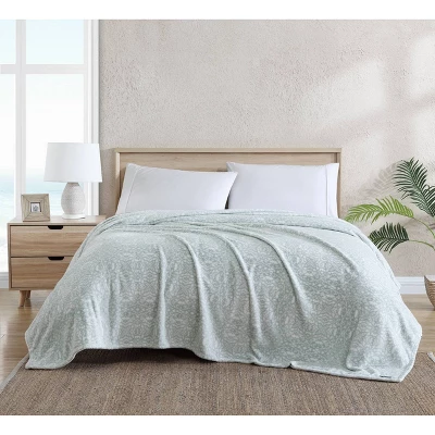 Organic Cotton Patterned Bed Blanket Blue - Tommy Bahama 3 Organic Cotton Patterned Bed Blanket Blue - Tommy Bahama - Image 2