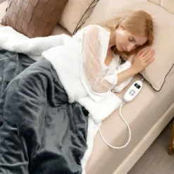 Tangkula 50" X 60" Heated Electric Reversible Fleece Blanket Blanket Throw W/ 10 Heat Levels, 9 Hours Auto Shut-Off, Overheat Protection Gray -Cozy Bedding Home GUEST fbb59535 576b 4406 9195 ee135ff135bc