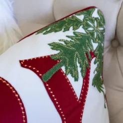Kumasinova 14" Rectangle Embroidered Christmas Bed Pillows,Velvet Couch Pillows With Green Holiday Decor,Decorative Pillows For Bed And Sofa,White+Red -Cozy Bedding Home GUEST fbdf9c00 c6d0 49e3 bd07 a93ad7e31117