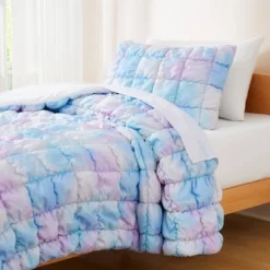 Lush Decor Twin XL Puff Bed Blankets Rainbow 2pc Set