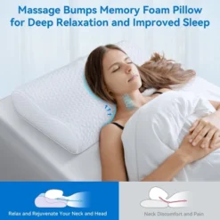 FAPO Bed Pillow, Cervical Pillow For Neck Pain Relief, Memory Foam Neck Pillow For Sleeping, Contour Cooling Pillow For Side Sleeper